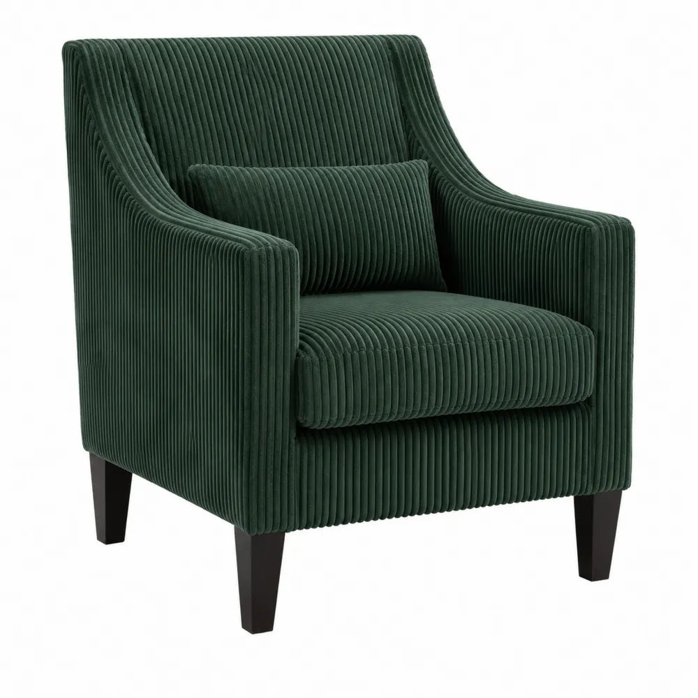 Fauteuil en Velours Vert Foncé avec Coussin