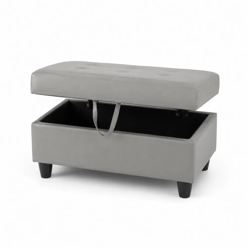 Banc de rangement en cuir synthétique Gris
