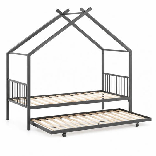 Lit enfant en métal avec tiroir 200x90 cm Gris