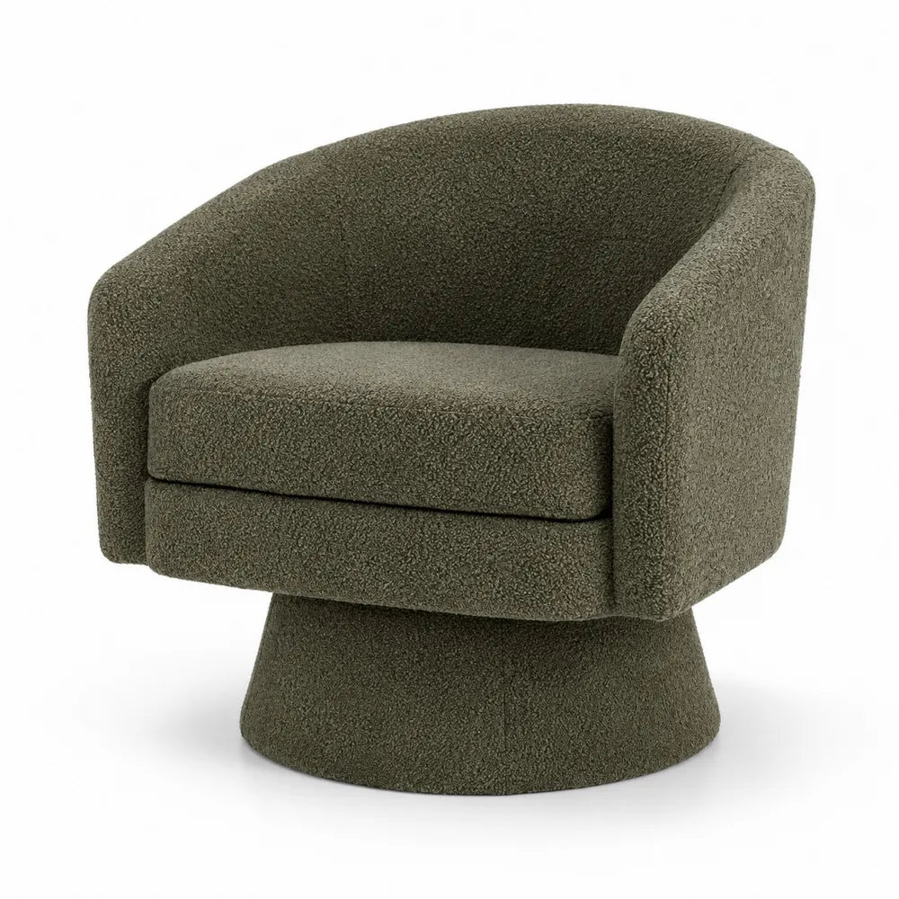 Fauteuil pivotant en tissu bouclé vert