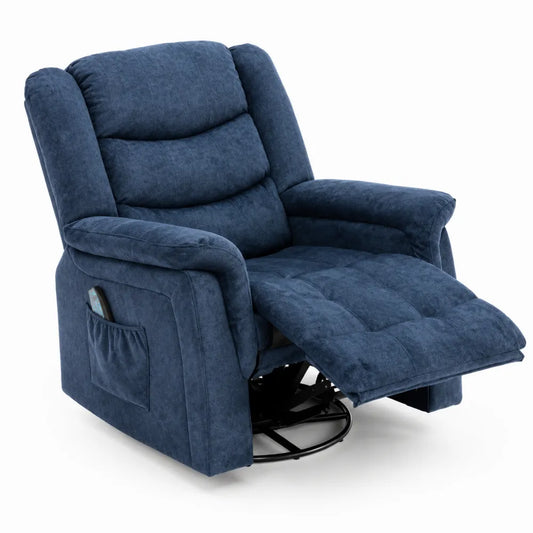 Fauteuil Relaxation Inclinable Tissu Polyester Bleu