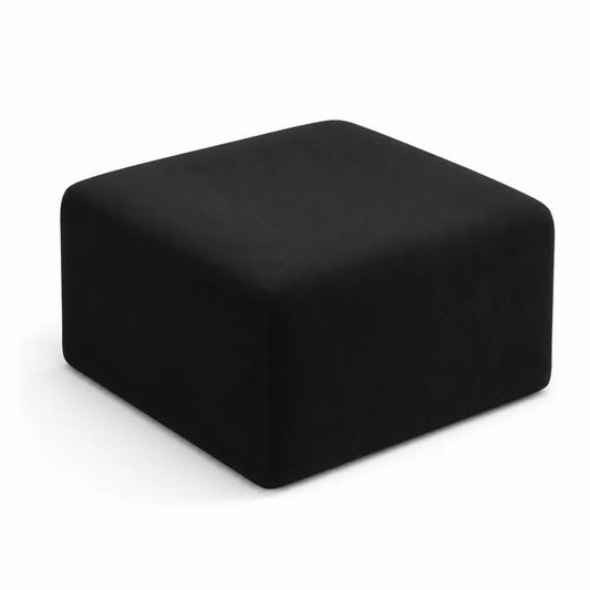 Pouf carré en tissu polyester noir 50x50x30 cm