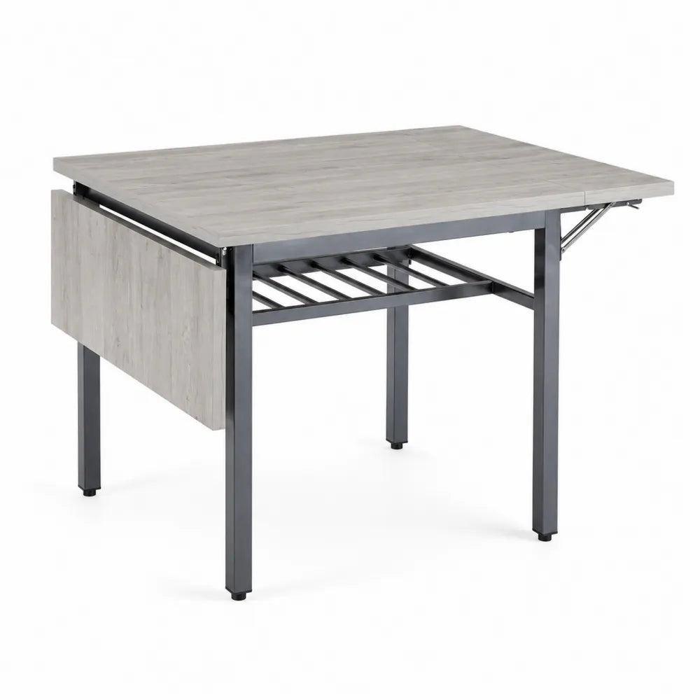 Table extensible en Bois composite et Métal Gris, 140x80x75 cm