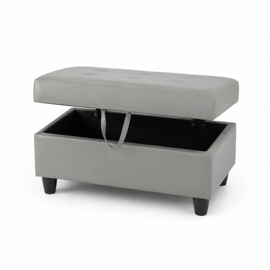 Banc de rangement en cuir synthétique Gris