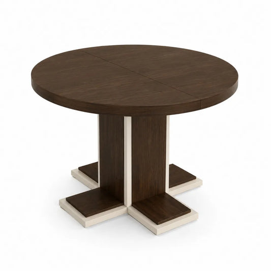 Table Ronde en Bois, Diamètre 120 cm, Marron