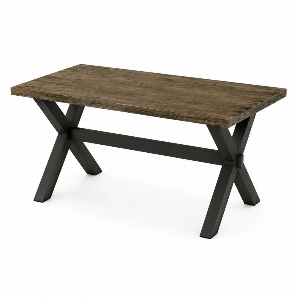 Table à manger rectangulaire en bois de chêne et métal noir 180x90x75 cm