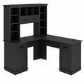 Bureau d'angle en panneau de fibres de bois noir avec rangements 150x150x75 cm